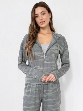 Splendid Supersoft Zip-Up Camo Hoodie